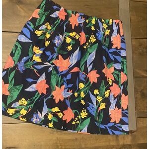 J Crew Womens 4 Navy Floral Linen Cotton Blend Skirt Cottagecore Feminine